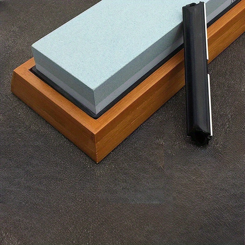 Juego de piedras de afilar de doble cara con guía de ángulo para cuchillos, herramientas y base antideslizante