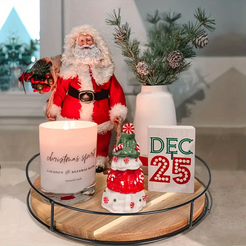 Wooden Rotating Storage Rack with Steel Handrails Kitchen Seasoning Turntable Solid Wood Organizer