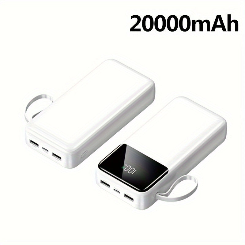 Banco de energía de 20000mAh con carga rápida, pantalla LED, doble salida, cargador de emergencia portátil