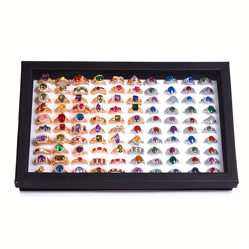 Caja de almacenamiento para joyas con 100 compartimentos para anillos y organizador de joyas