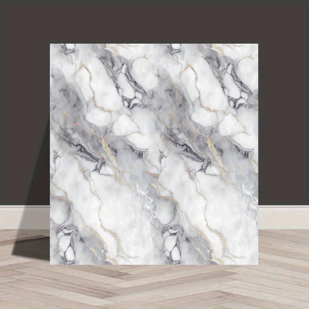 10 Ta Luks Marmar O'z-o'zidan yopishadigan devor panellari, 30x30 sm, suv o'tkazmaydigan PVC, oson o'rnatish. Oshxona, hammom, yashash xonasi uchun ideal. Qora va oq dizayn, haqiqiy ko'rinish. Mukammal uchun