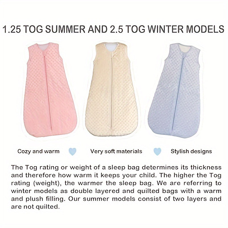 Yangi tug'ilganlar va kichkina bolalar uchun bolalar uyqu sumkasi 2.5 TOG Minky Dot paxta uyqu sumkasi