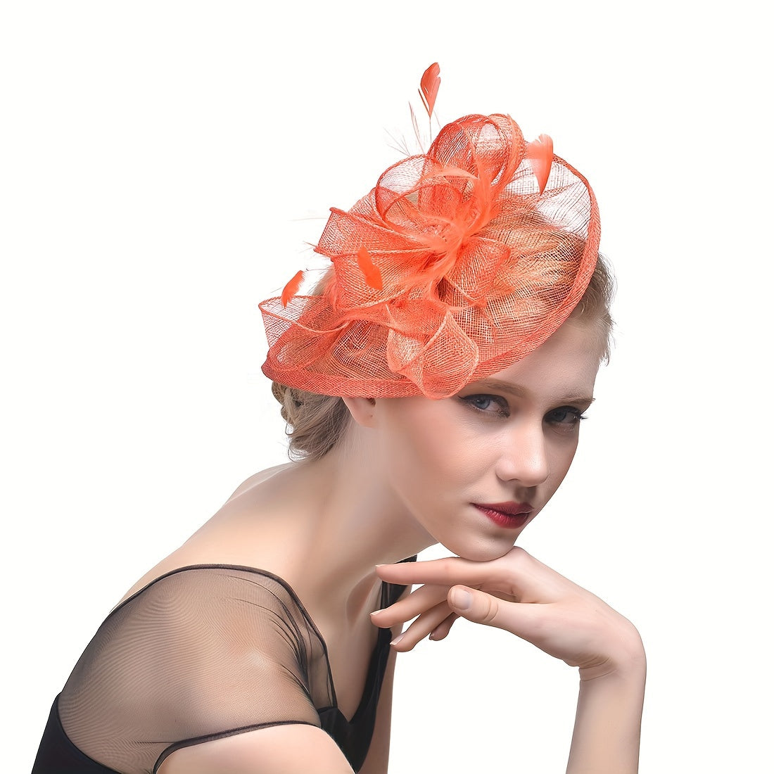 Vintage Style Headwear with Flower Mesh Design and Faux Feather for Weddings and Parties