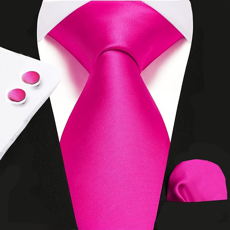 Men's Polyester Necktie Set with Woven Paisley Pattern and Matching Cufflinks for Business and Formal Wear