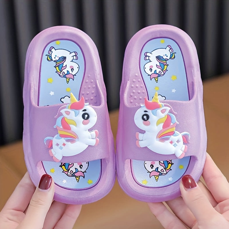 Girls Non-Slip Unicorn Slippers Indoor All-Season Lightweight PVC