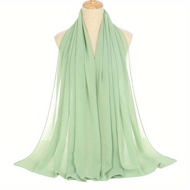 Black and White Chiffon Hijab Lightweight Breathable Headscarf for Women