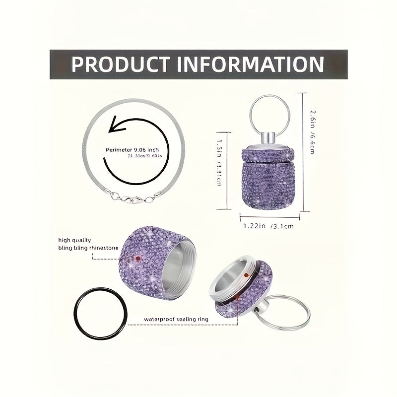 Portable Golden Pill Box Water Drill Keychain Travel Waterproof Storage