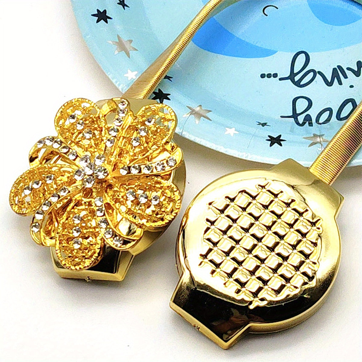 Magnetic Crystal Flower Curtain Tieback Metal Decor for Living Room