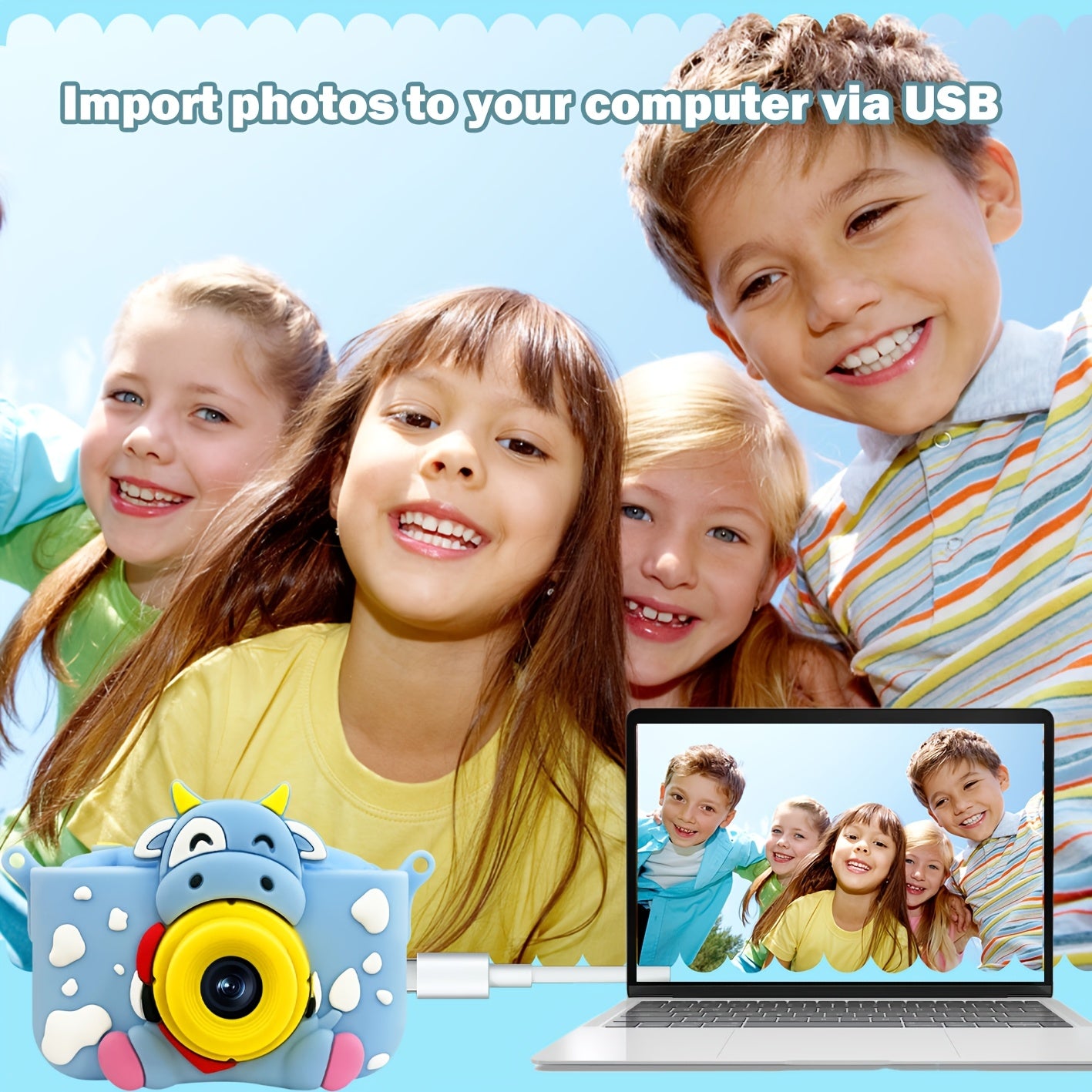 Kids Digital Camera for Ages 3-12 1080P HD Video Time-Lapse 32GB SD Card Included