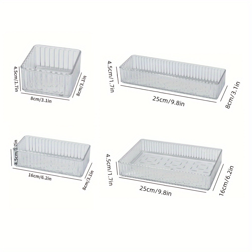 Akril makiyaj tashkilotchisi to'plami, to'lqinli shkaf saqlash va stol usti tasmali quti bilan