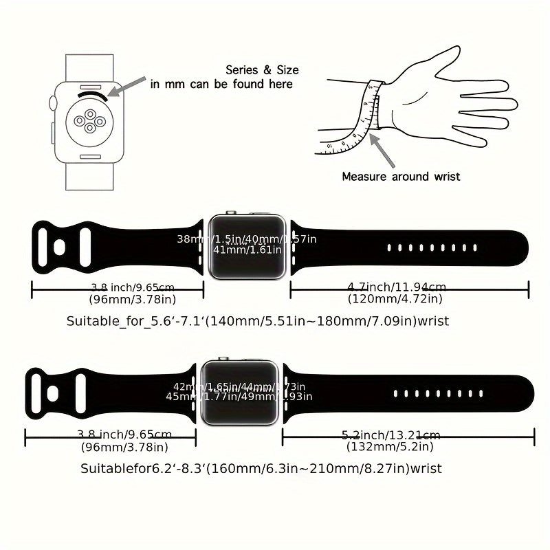 Set of Sports Silicone Wristbands for Apple Watch 38mm-49mm Compatible with Series 9 to 1 SE Men Women