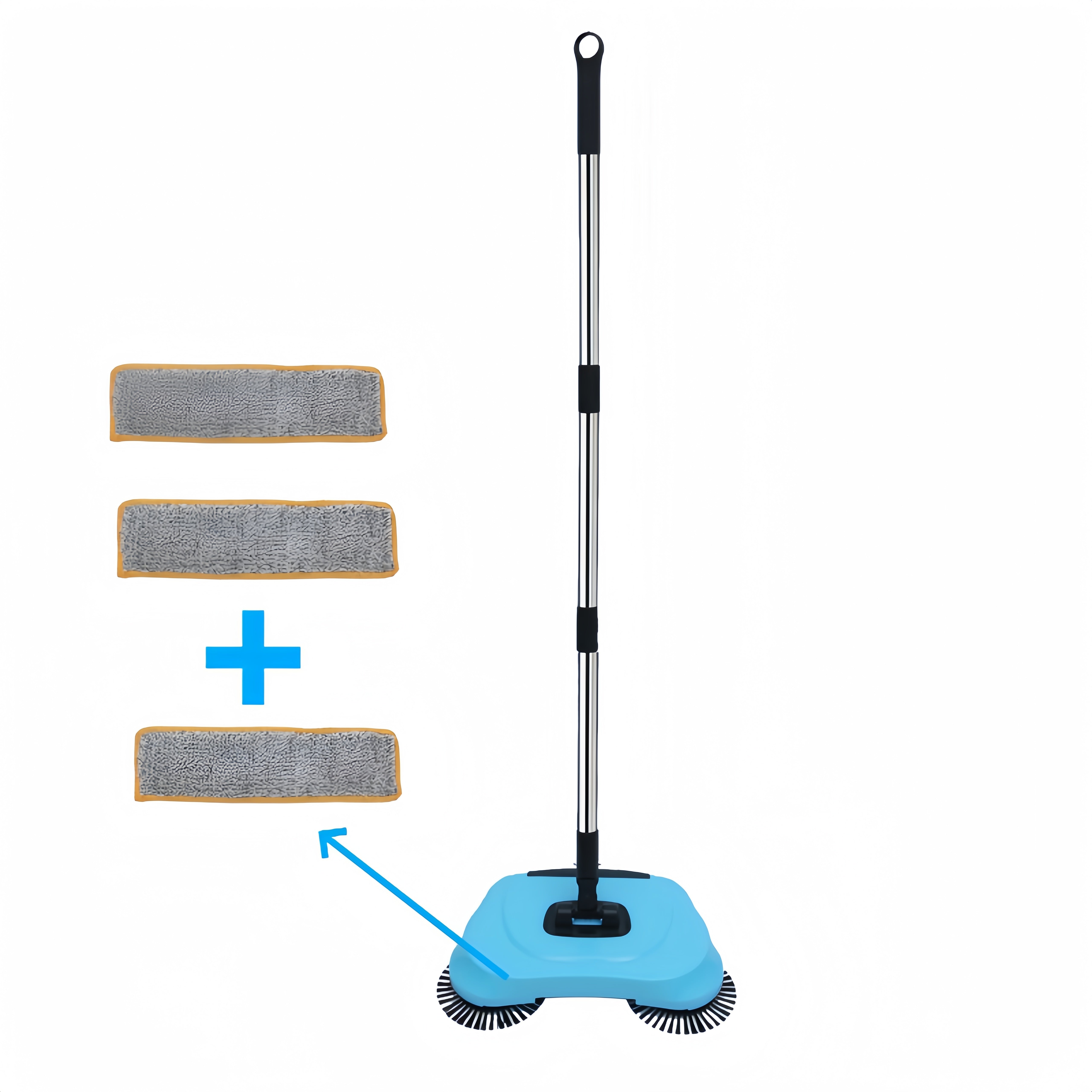 3-in-1 Manual Broom Dustpan Mop Set for Hard Floors Pet Hair Spills