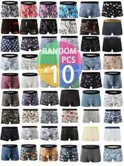 10-Pack Men's Print Boxer Briefs Polyester Knit Breathable Stretch Fabric