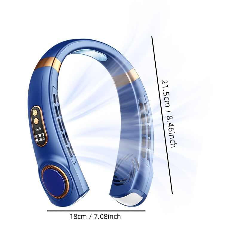 USB Rechargeable Bladeless Neck Fan with 5 Speeds Portable Cooling for Travel Camping