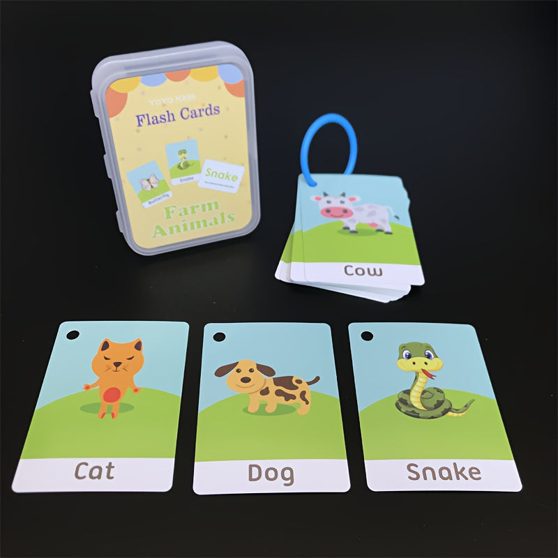 Educational Flash Cards for Kids Body Parts and Zoo Animals Sturdy Paper with Storage Box