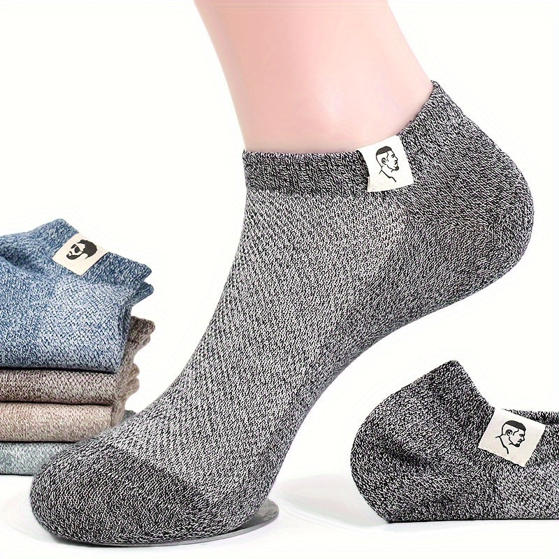 Men's Mid-Calf Socks 6 Pairs Breathable Mesh Anti-Odor Sweat-Absorbing Summer