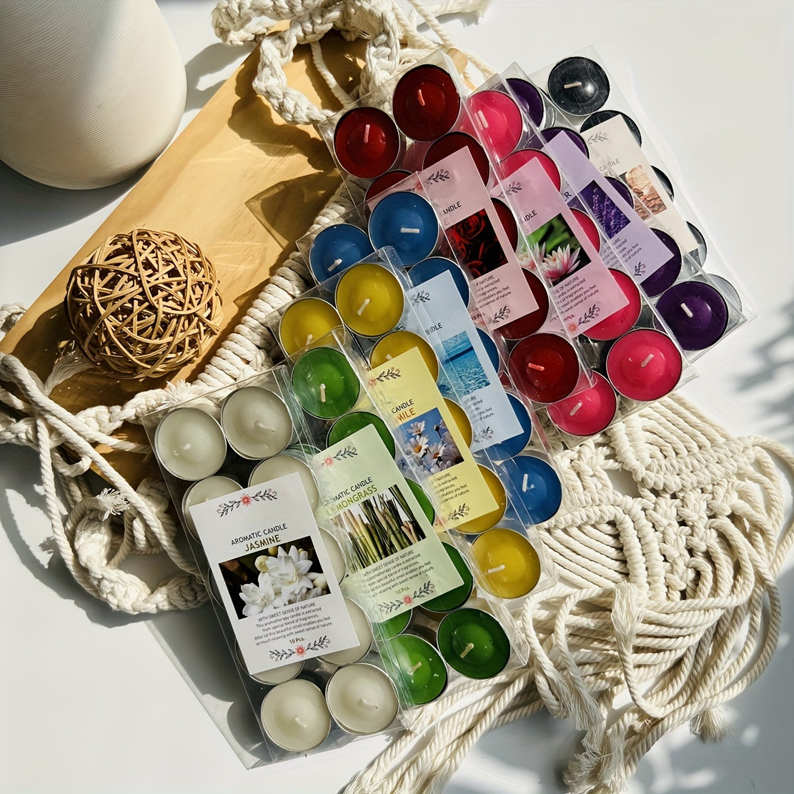 Набор из 10 сильно ароматизированных чайных свечей, идеально подходящих для домашнего декора, свадеб, вечеринок, праздников, спа и ароматерапии.