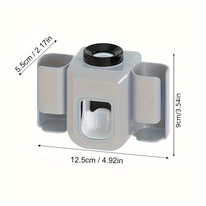 Wall-Mounted Toothbrush Holder with Automatic Toothpaste Dispenser Bathroom Organizer