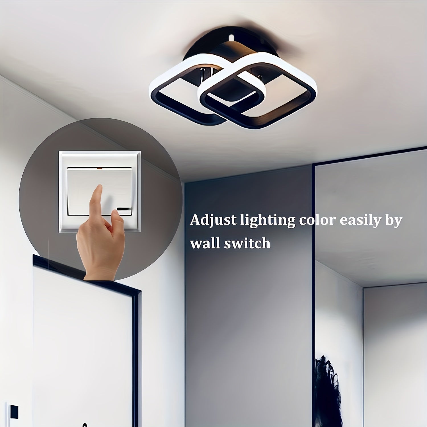 Square LED Ceiling Light with Polished Metal and Silicone Shade for Living Rooms and Corridors