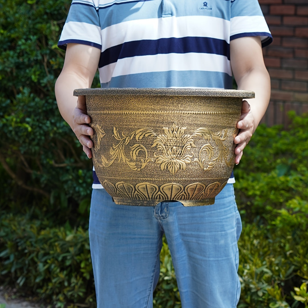 European Resin Flower Pot Antique Bronze Floor Mount Indoor Outdoor 40.64cm