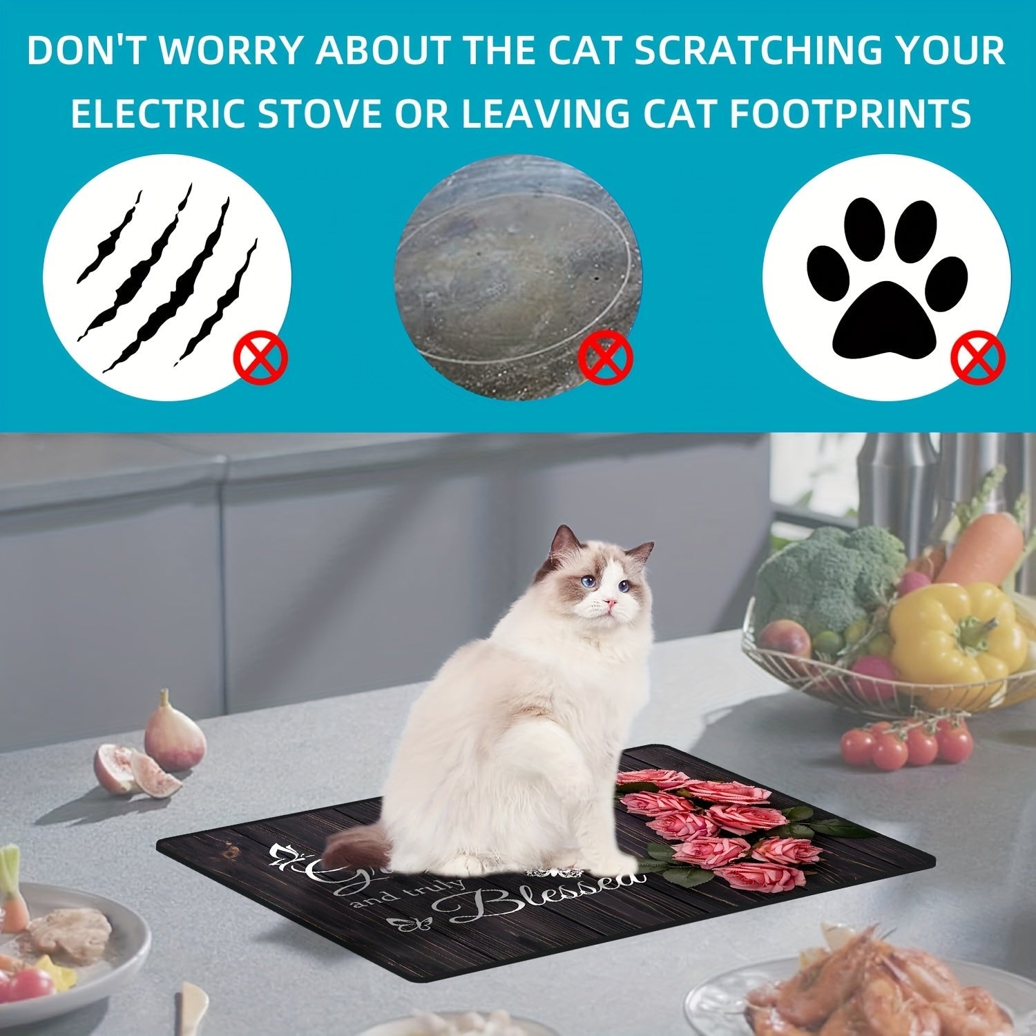 Multipurpose Stove Top Cover 72x52cm Heat-Resistant Non-Slip for Electric and Induction Cooktops