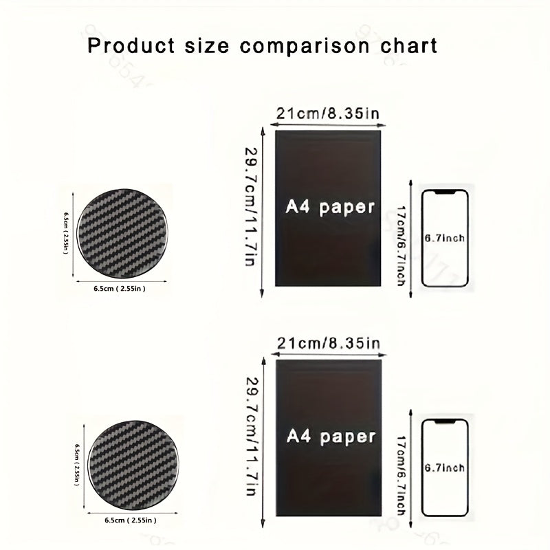 2-Piece Carbon Fiber Cup Holder Mat Set Resin Car Interior Decor Anti-Slip Durable