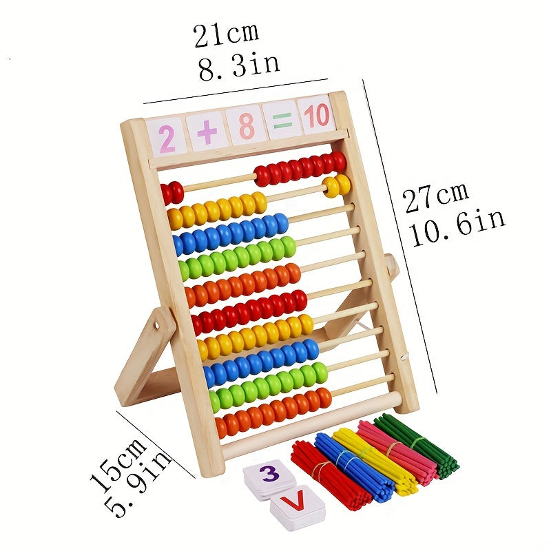 Children's Wooden Abacus Stand for Elementary School Math 10 Levels Teaching Aid