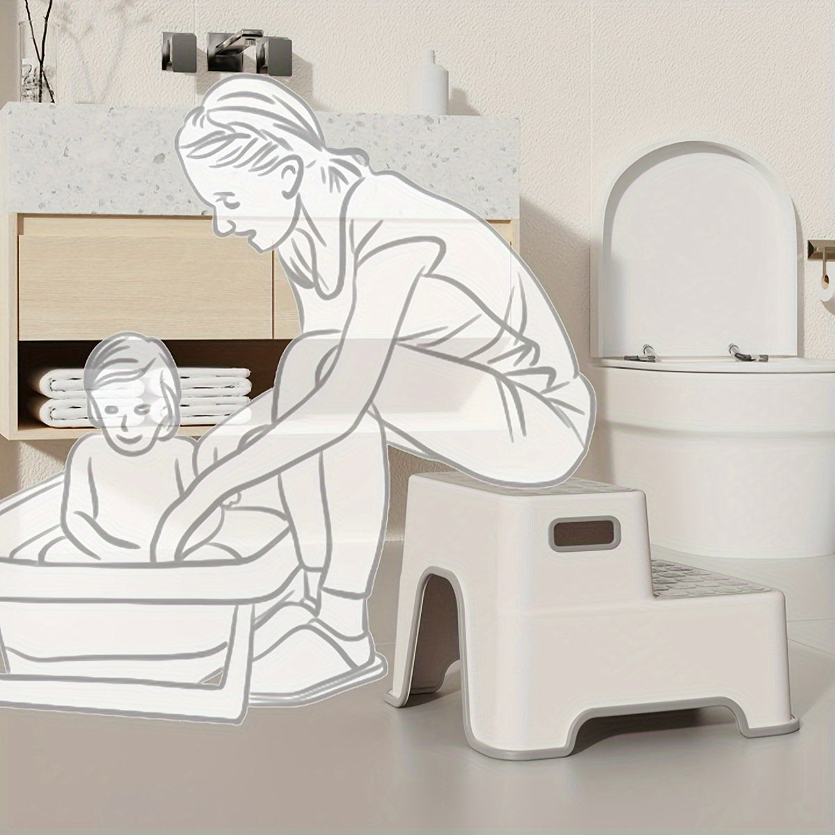 Taburete de plástico antideslizante para baño, entrenamiento para ir al baño y alcanzar lavabos