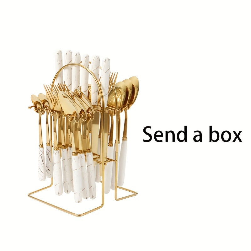 Western Style Flatware Set with 24 Knives Forks Spoons Gift Box