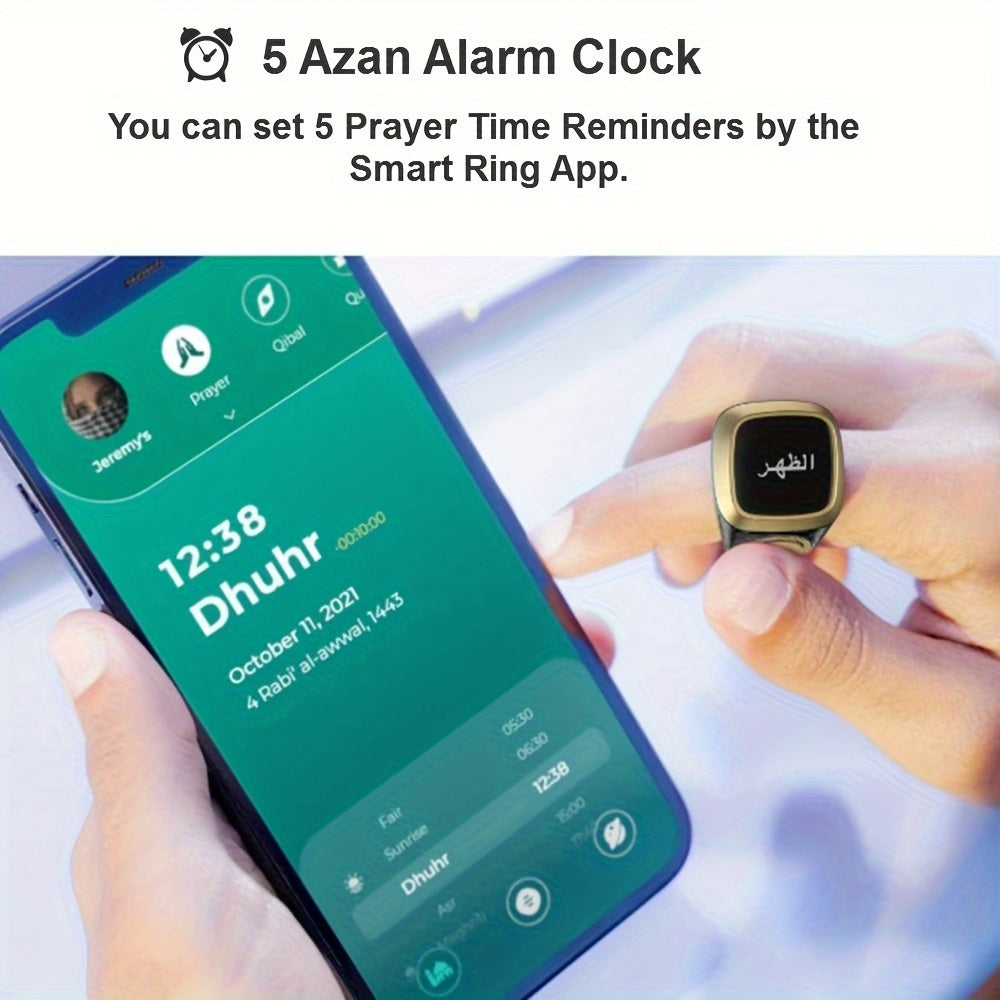 Prayer Smart Ring with Prayer Time Reminders and Direction Indicator