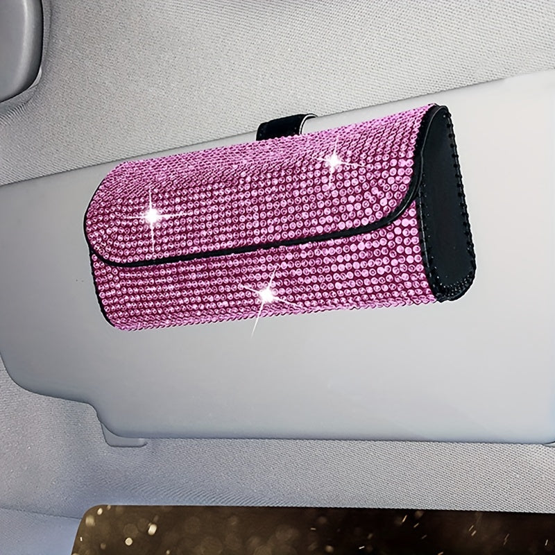 Women’s Artificial Diamond Car Glasses Storage Box Sunglasses Organizer