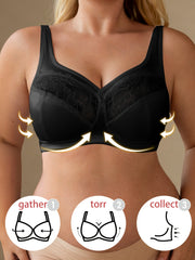 Plus Size Lace Trim Tank Bra Non-Padded Underwire Breathable Sexy Lingerie