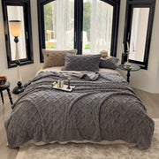 Jacquard Chenille Bed Blanket with Striped Pattern in Mixed Colors for Cozy Comfort