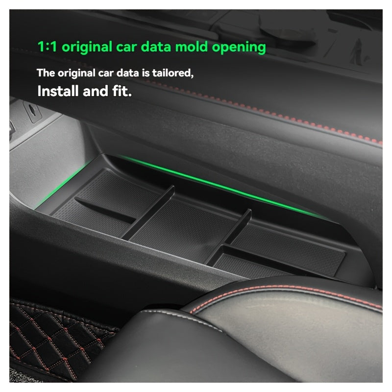 Center Console Storage Box Tray TPE Multi-Compartment Organizer for Vehicle