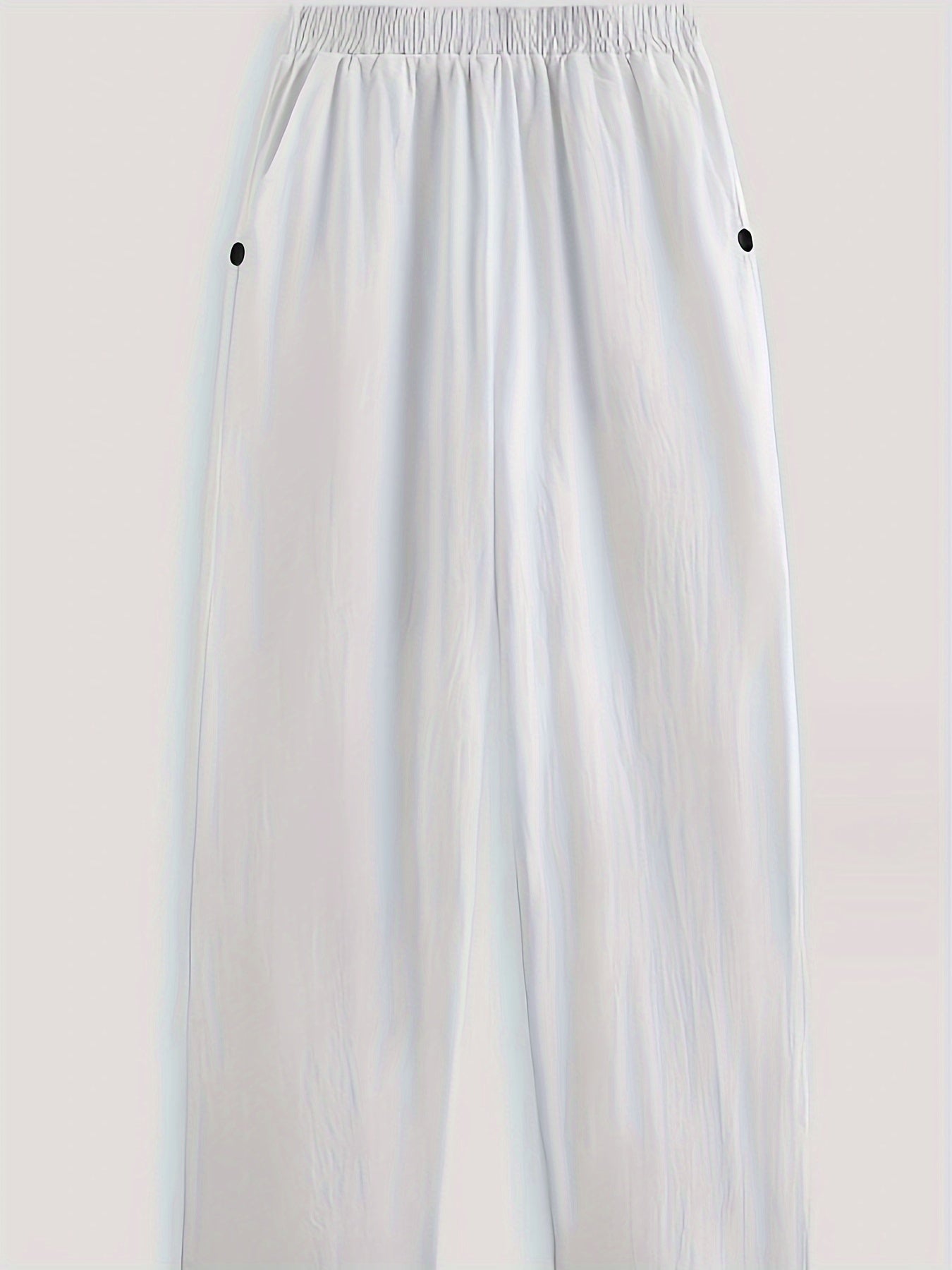 Plus Size Women's Polyester Straight Pants with Slant Pockets for Spring and Summer