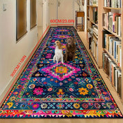 Velvet Bohemian Runner Rug 6mm Thick Anti-Slip Stain Resistant Polyester Rectangular Mat for Home Hotel Coffee Shop