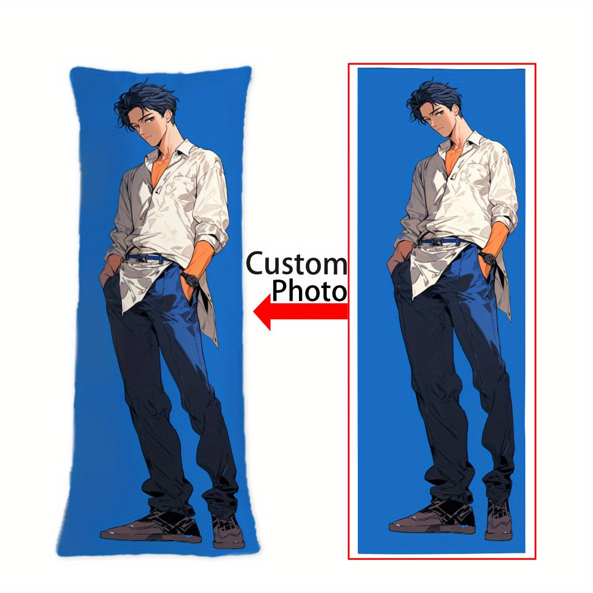 Custom Anime Photo Long Body Pillow Cover Soft Short Plush for Special Occasions