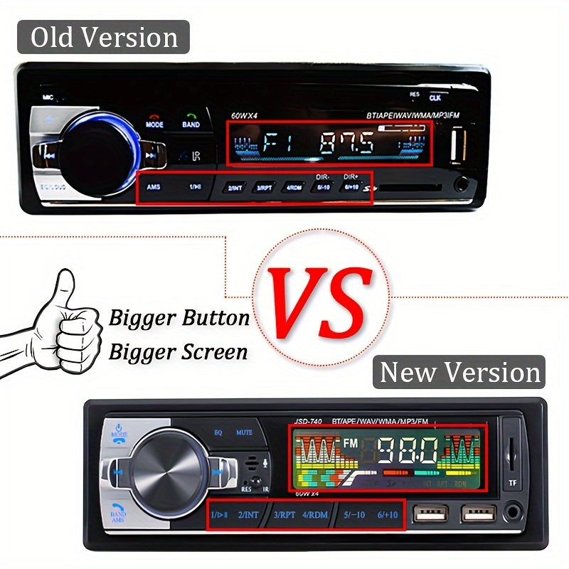 1 DIN Car Stereo with Wireless Remote 60W x 4 FM AUX USB TF Support