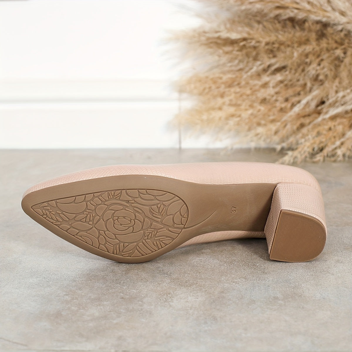 Women's Pointed Toe Pumps Stylish Chunky Heel Dress Shoes All-Season