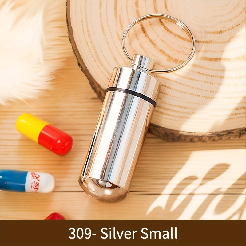 Portable Aluminum Pill Container Keychain Waterproof Small Travel Case