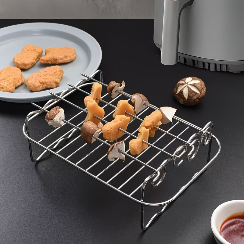 Stainless Steel Kebab Grill Rack with Skewers for Air Fryer Deep Fryer and Pressure Cooker
