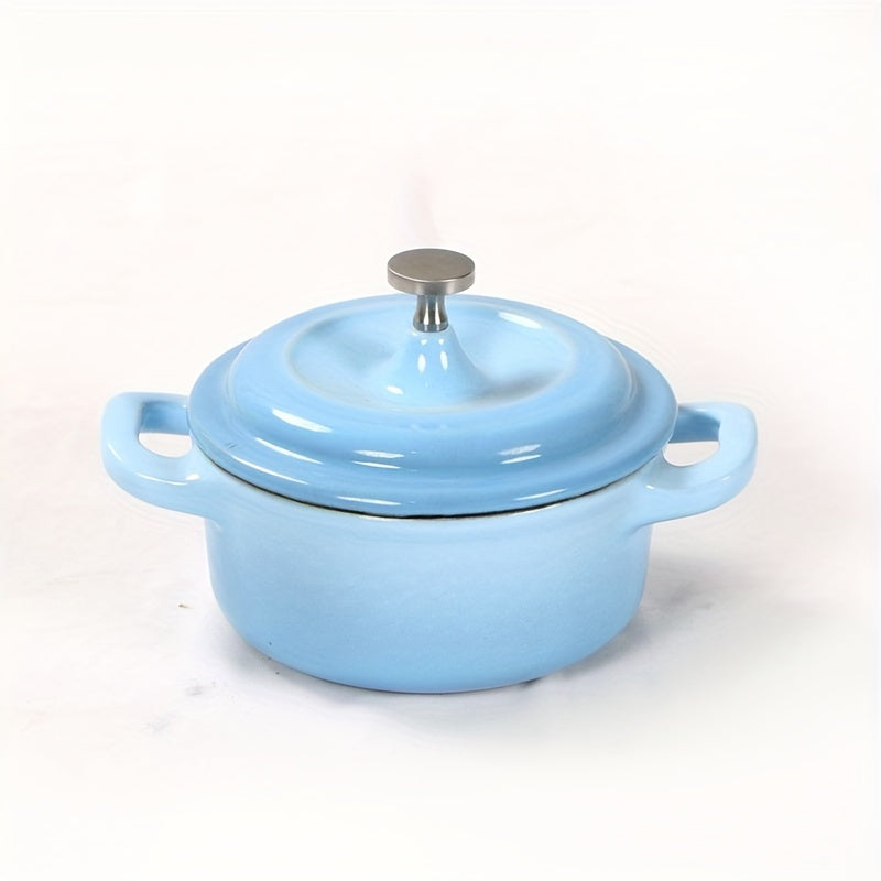 Kichik 9.5oz Mini Stew Pot - Yopishqoq, Emal bilan qoplangan Qozon, Induksion va Gaz Pishirish Plitalari uchun mos, Uy Oshxonalariga ideal.