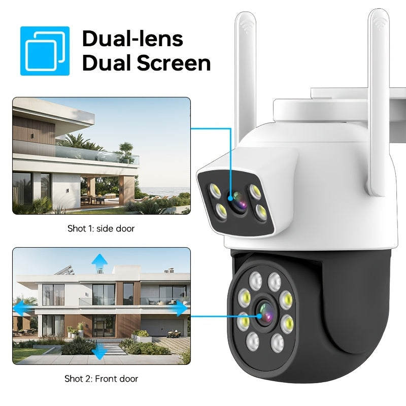 4MP Dual Lens Wireless Security Camera with 360° Pan/Tilt Night Vision Two-Way Audio Waterproof