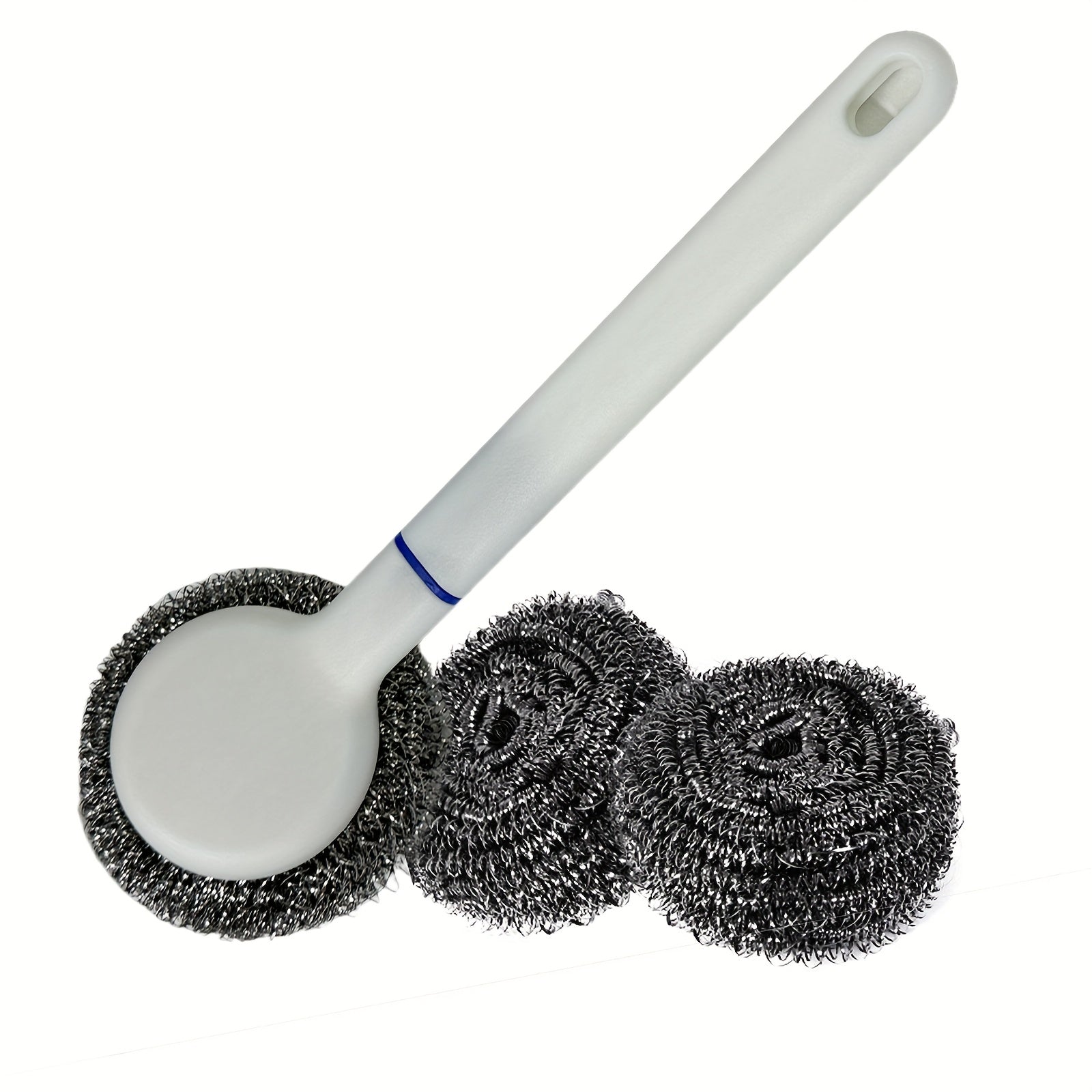 Kitchen Cleaning Tools Set Stainless Steel Reusable Handle 3 Wire Balls Scrubbing