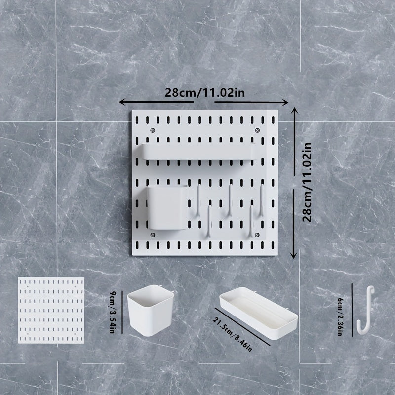 Caja de almacenamiento de tablero perforado de plástico, organizador de pared para dormitorio, cocina, baño