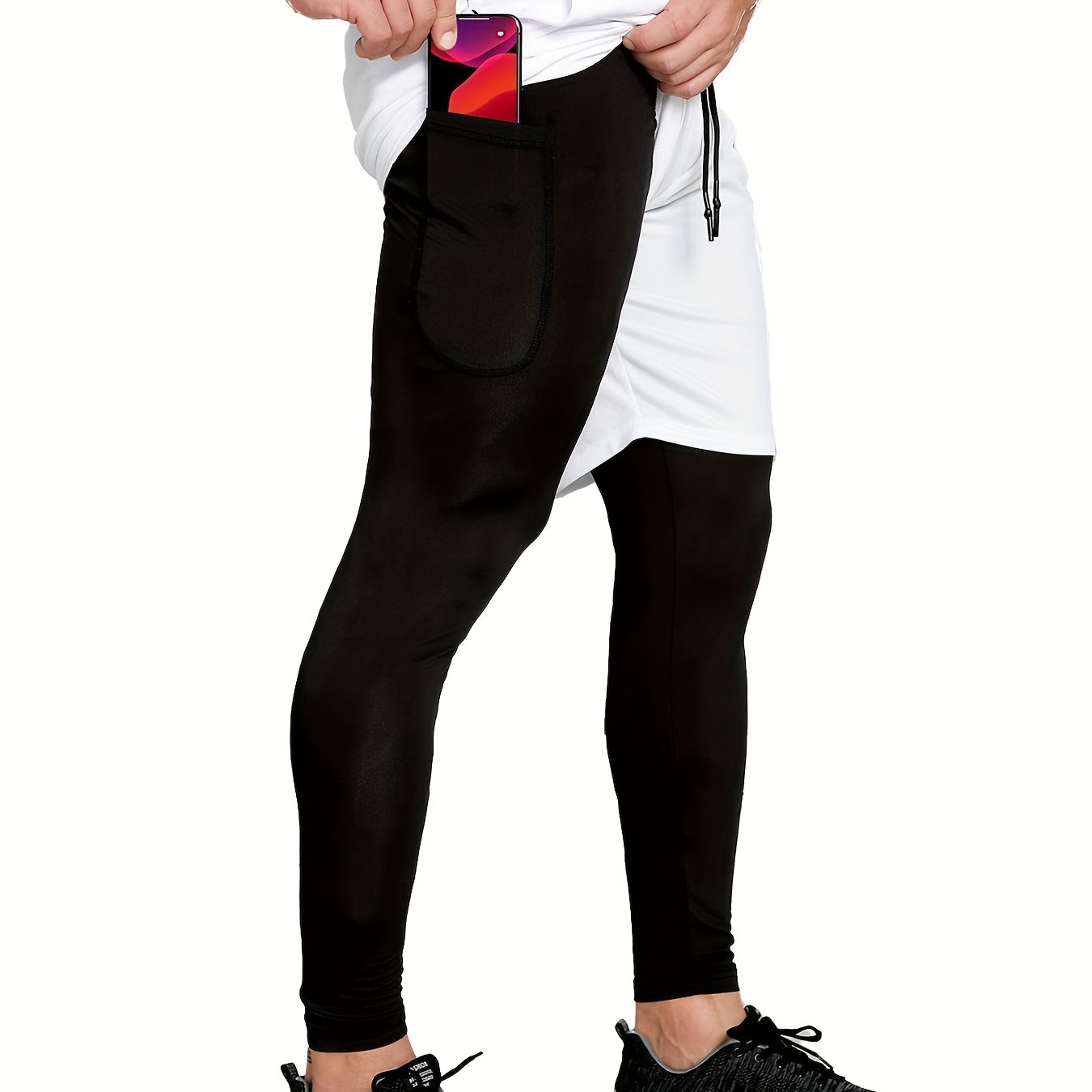 Men's 2-in-1 Workout Shorts with Pocket High Stretch Cropped for Running Yoga Training