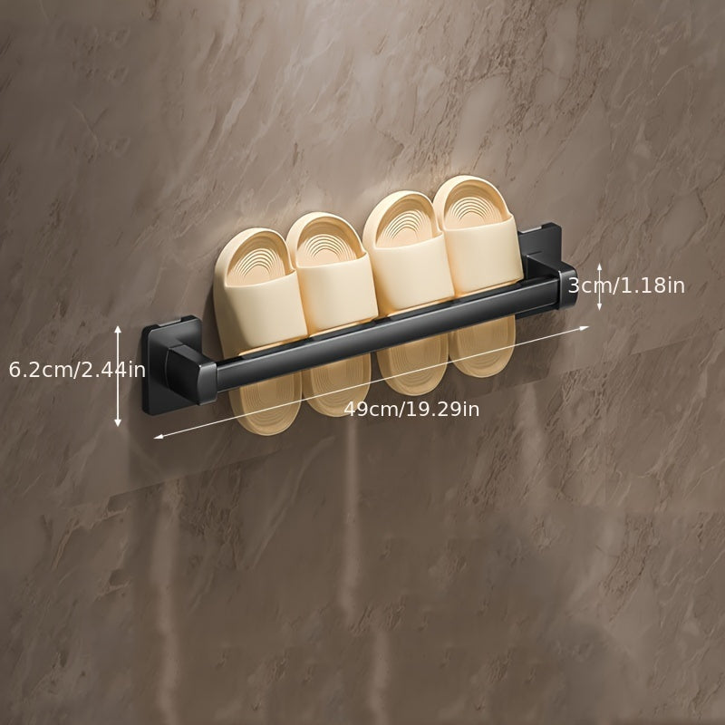 Wall-Mounted Shoe Organizer Bathroom Space-Saving No-Drill Metal Slipper Rack