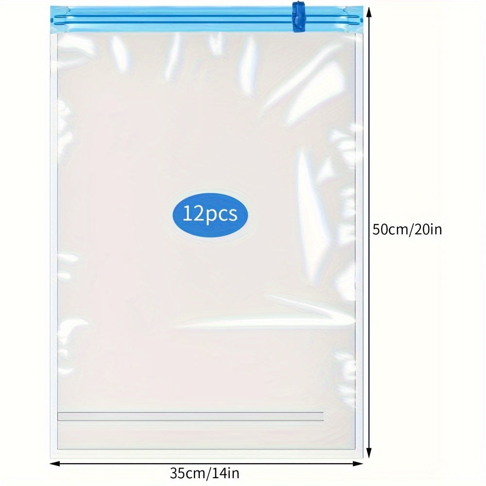 12 ta o'rta hajmli vakuum saqlash sumkali to'plami, suv o'tkazmaydigan, qayta ishlatiladigan siqish sumkali sayohat uchun