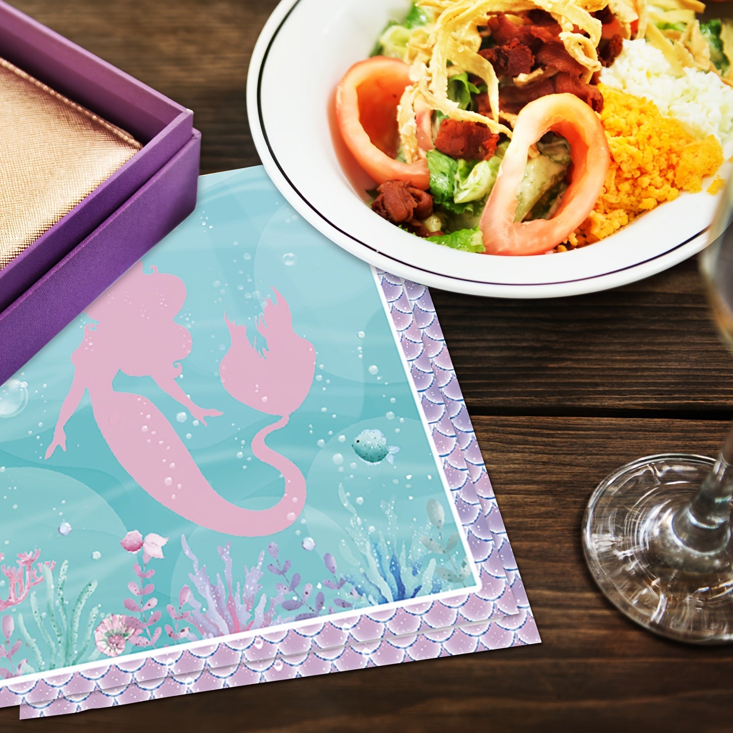 Servilletas de fiesta de sirena, juego de papel desechable para decoraciones de cumpleaños de niñas