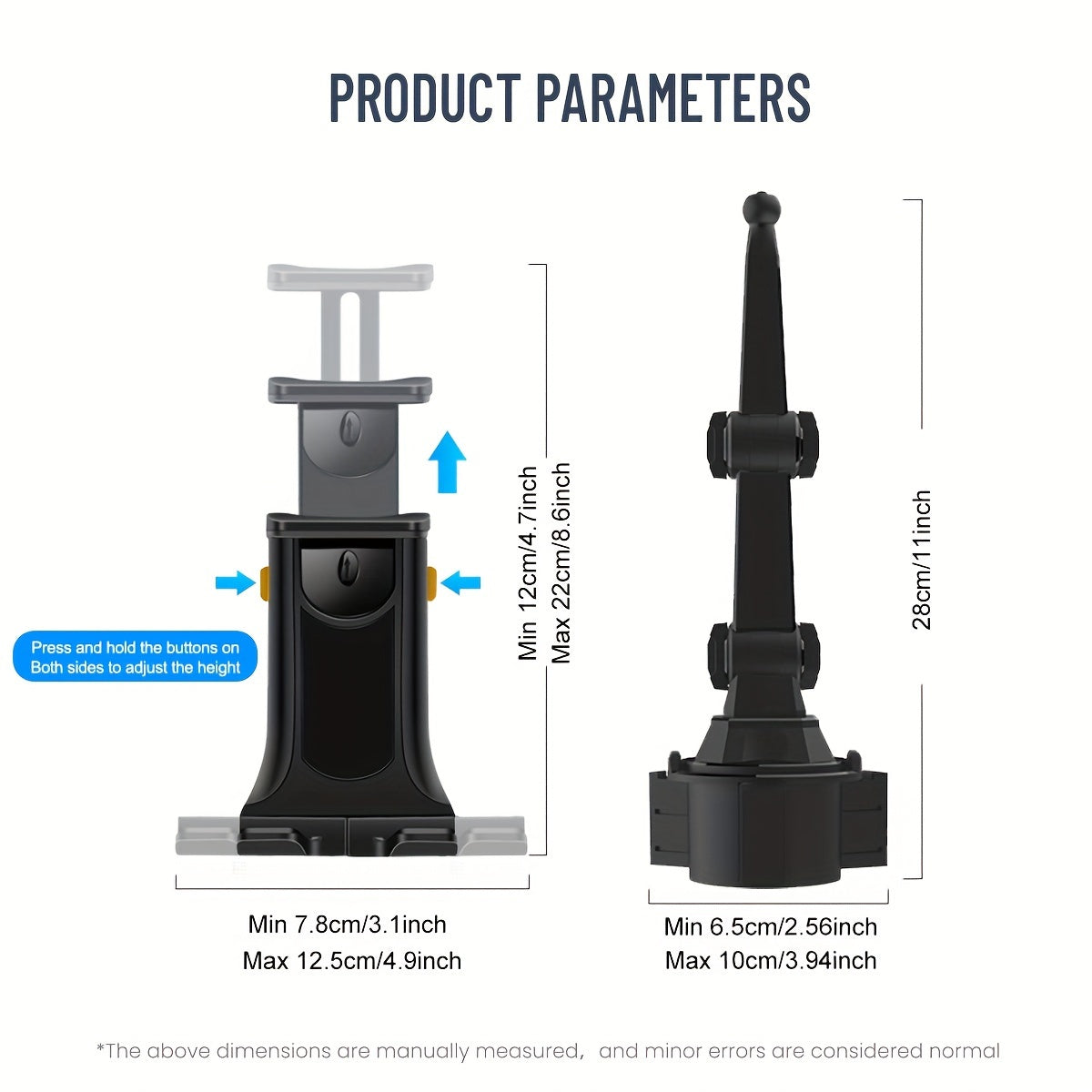 Avtomobil planshet va telefon uchun moslashuvchan asos 10 dan 13 dyuymgacha bo'lgan